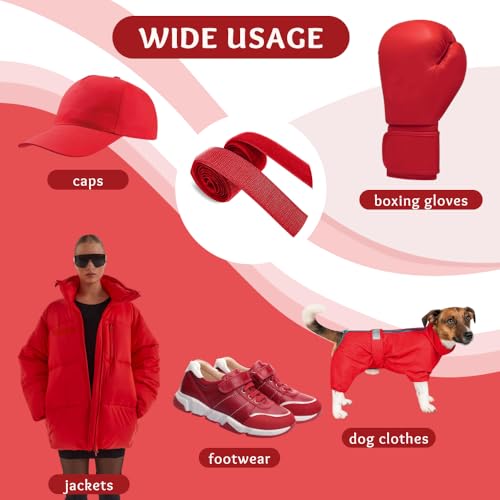 Image of 1 Inch x 5 Yd Red Hook and Loop Non-Adhesive Interlocking Tape Thin Nylon Excellent Grip Heavy Duty Fastening Strips Fastener Roll for Bags Clothes Home Office School Car and Crafting Organization