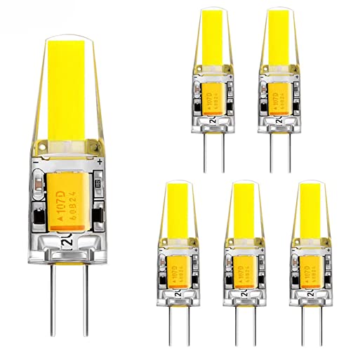 G4 LED Bulbo 3W AC/DC 12V Regulable Capsule LED Equivalente A 30W Bombillas Halógenas 300LM Ángulo de Haz de 360° Paquete de 6,Cold White 6000k Cover