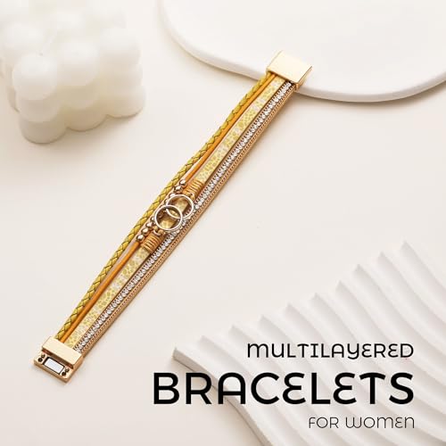 Image of Bracelets for Women, Gifts for Mom Her Christmas Gift 2026 Leather Bracelets for Women Birthday Gift for Daughter Inspirational Wrap Bracelet Sister Friend Teen Girl Gift Layered Stocking Stuffers Jewelry