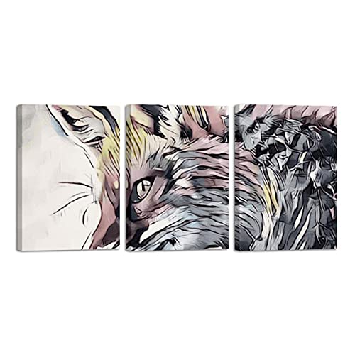 Art mural renard animal nature peinture triptyque encadrée maison