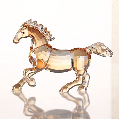 Crystal Running Horse Zodiac Steed Figurine Table Ornaments Collectible Animal Home Decor Birthday Gifts (Gold) #TOP1