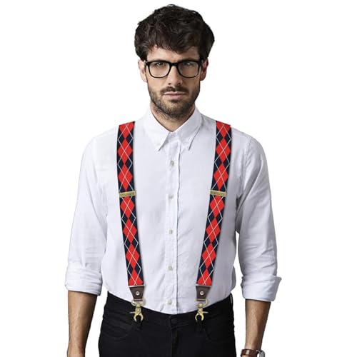 Image of Suspenders for Men, Adjustable Suspenders Gold Clip with Elastic Straps Y-Back Construction Heavy Duty for Work