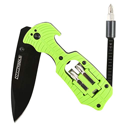OEMTOOLS 25541 Cut and Drive Multi Tool, Stocking Stuffers, Gifts for Men, Dad Gifts, Drop Point Knife, Screwdriver, Bit Set, Ruler, and Bottle Opener, EDC, Contractor, HVAC Tool