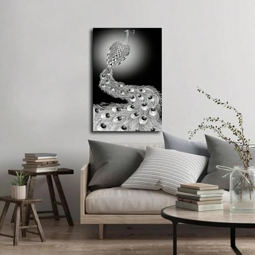 Impression sur toile paon pour habiller un mur vide sans surcharger votre déco