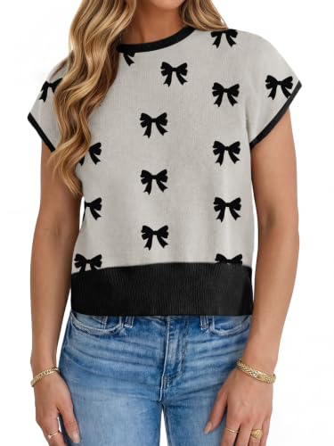 Image of UNCLECAT Short Sleeve Sweater for Women Knit Fall Pullover Tops | Crew Neck,Cap Sleeve,Lightweight,Basic ,Soft Fabric,Spring Summer Fall Outfits, Trendy 2026,Business Casual Tops