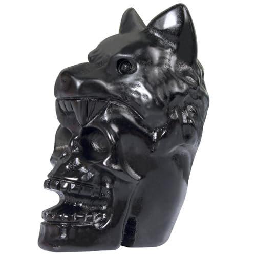 Ytbeoxk 2.17 Inch Crystal Skull with Wolf Head Figurine Decor,
