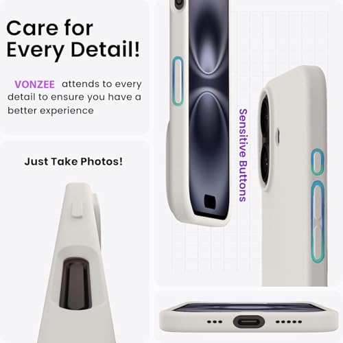 Image of Elzzi Microfiber Logo Cover Compatible for iPhone 16 Plus Case Liquid Silicone Cases Full Body 4 Layer Protective Covers Shockproof Back Cover (Stone)