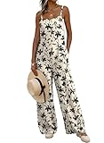 Dokotoo Women's Oversized Summer Boho Casual Jumpsuits 2026 Fashion Boho Wide Leg Loose Fit Pants Sleeveless Ladies Jumpsuits Long Pant Printed Causal Rompers Overalls With Pockets Apricot XXLarge