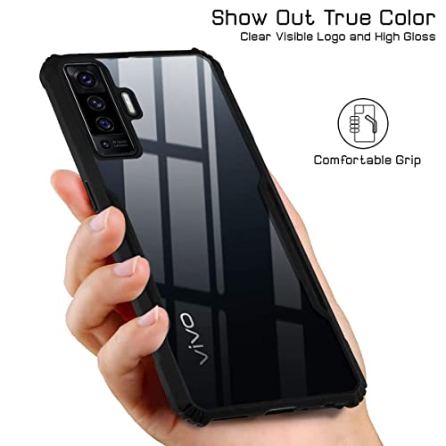Image of Jkobi Back Cover Case for Vivo X50 4G | 5G (Crystal Glass Back | Camera Protection | Shockproof | Black)