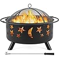 Yaheetech Fire Pit 30in Fire Pits for Outside Wood Burning Outdoor Fireplace with Spark Screen, Poker for Bonfire Patio Backyard Garden Picnic