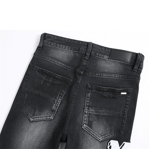 Mens Ripped Jeans, Men's Ripped Skinny Slim Fit Stretch Distressed Destroyed Jeans Denim Pants 5