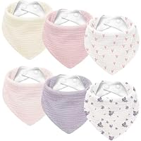 Susurration Lätzchen Baby Dreieckstuch Baby Musselin Halstuch Baby für Junge und Mädchen,Sabberlätzchen Baby Verstellbare (Lila Blume)