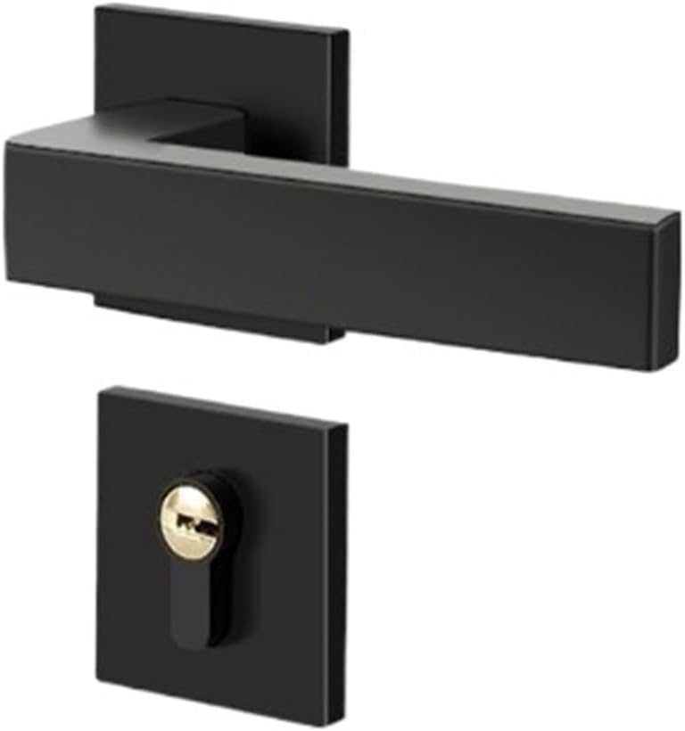 Household Black Space Aluminum Split American Style Indoor Bathroom Door Lock Mute Simple Entry Door Lock(Sifang Yahei)