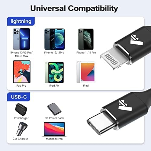 Aioneus USB C to Lightning Cable 1M 2Pack, iPhone Fast Charger Cable MFi Certified USB-C iPhone Cable Braided Power Lightning to Type C Charging Lead for iPhone 14 13 12 11 Pro Max XR XS 8 SE, iPad