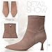 Goiphrri Ankle Boots for Women Kitten Heel Brown Boot Pointed Toe Stiletto Heel Booties Side Zipper Dress Short Booties Elastic Fashion Trendy Fall Boots Size 8