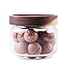Glass Coffee Containers, 8.5 FL OZ/250 ml Kitchen Serving Food Storage Canister with Sealed Wooden Lid, BPA-Free Clear Glass Jar for Tea Leaves, Powder, Spice(3.06 inch)