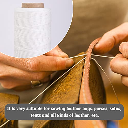 Bagerla 273 Yards Leather Waxed Thread Sewing Kit Including Sewing Thread Needle Awl Thimble, Leather Sewing Upholstery Repair Kit For Leather Carpet Sofa Seat Shoe Sewing And Repair(White) #TOP5