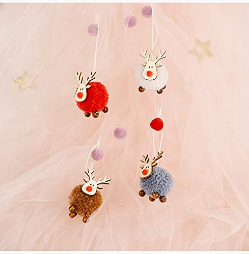 Partyyeah 24Pcs Christmas Cute Wool Felt Wooden Elk Antler Pendants Christmas Tree Decorations Cute Deer Craft Ornament For Christmas 2022 New Year Home Decor #TOP5
