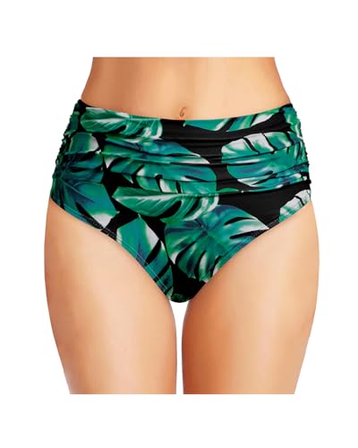 Image of Tempt Me Women's High Waisted Bikini Bottom Tummy Control Ruched Bathing Suit Swim Bottom