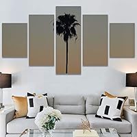 SIGNWIN 5 Panel Canvas Wall Art Multicolor Nature Neon Photography Trees Tropical for Home Decorations Ready to Hang - 60