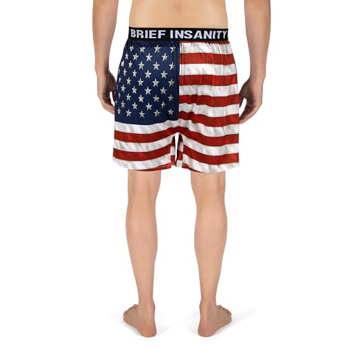 BRIEF INSANITY Patriotic Boxer Briefs for Men and Women | American Flag Print Boxer Shorts - USA Underwear4