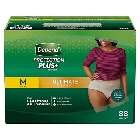 Depend Protection Plus Ultimate Underwear for Women, Medium (88 Count) Cover