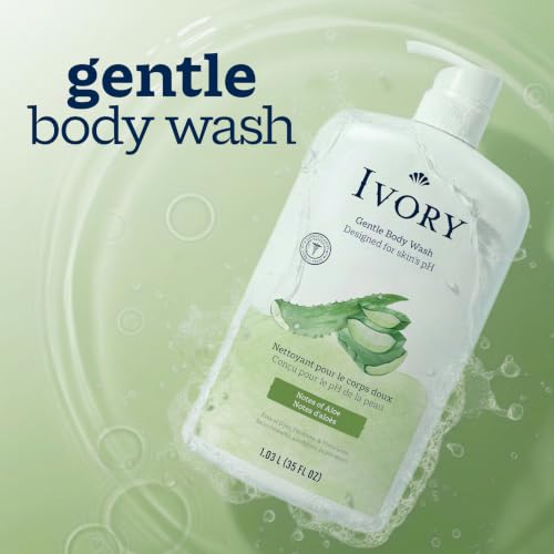Image of Ivory Gentle Body Wash, Designed for the Whole Family, Free of Dyes Heavy Perfumes Parabens Phthalates & Silicones, Aloe Scent, 35 oz