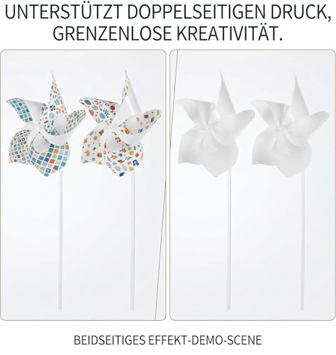 Milisten 3er Set Sublimations-Windräder DIY - 38 cm Weiße Kunststoff Windmühlen Rohlinge - Doppelseitig Bedruckbar für Transferdruck & Personalisierung - Wetterfeste Gartendeko & Kreativ-Bastelset