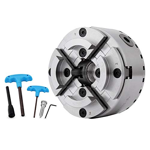 Mophorn 2500 RPM Plato de 4 Garras para Tornos de Metal 125 mm Mandril de Mordaza para Torno con Rosca M33 Torno Chuck para Carpintería