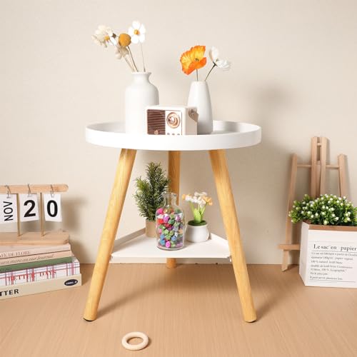 Table d'appoint en bois de pin blanc de qualité supérieure avec surface lisse