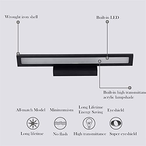 Applique murale LED noire 8W 40cm pour miroir de salle de bain moderne