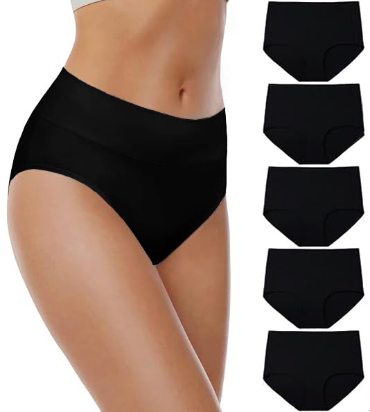 Panties for Women | Women's High Waist Panties - Lightweight Cotton, Full Coverage, Breathable & Comfortable Daily Underwear - Stretchable Hipster Briefs, Pack of 5-image-42
