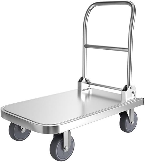 Multifunctal Folding Hand Cart with 6-Inch Wheels, Platform Trolley for Food and Trailer Transport, Versatile Utili n for Easy Hauling