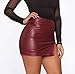Women's Leather Pencil Bodycon Mini Split Skirt - Sexy Party Slim High Waist Short PU Lightweight Zipper Skirt - Red US S