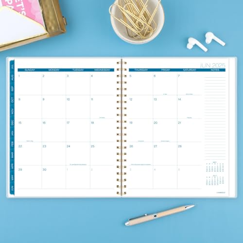 Cambridge Planner 2024-2025 Academic, Weekly & Monthly, 8-1/2\" x 11\", Large, Monthly Tabs, Flexible Cover, Chromatic (1715-905A)