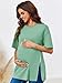 Short Sleeve Shirt for Maternity Trendy Crew Neck Tops Loose Fitting Pregnancy Blouses Light Green L