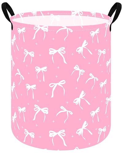 Image of Round Laundry Hamper Clothes Storage Basket Fabric Storage Hamper Organization Storage Bin, Nursery Toy Box,Gift Basket with Handles
