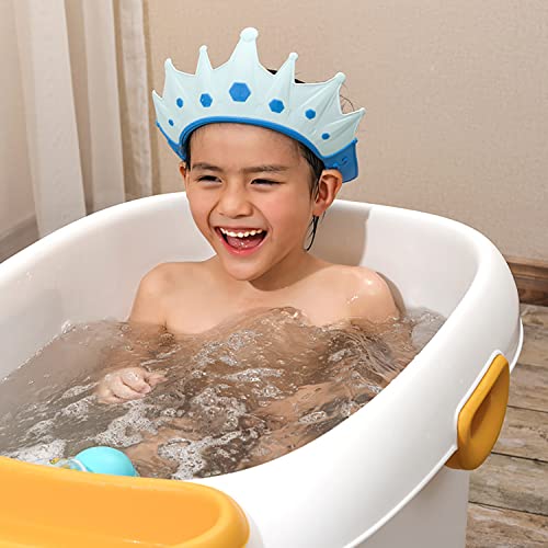 GUCHIGU ベビーシャワーキャップ ソフト 調節可能 ベビーバスヘッドキャップ バイザー 洗髪 シャワー 入浴保護 バスキャップ 幼児 赤ちゃん 子供 (SHP2145A, ブルー)