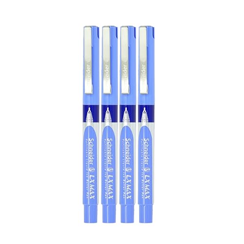 Luxor Schneider, LX MAX roller ball pen, Pack of 4 - Blue, Needle Tip, 0.5mm, 100% German Technology, 1000+ mtrs writing length, Waterproof Ink, Ideal for Students & Professionals
