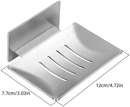 Self-Adhesive Soap Dish Stainless Steel Draining Soap Dish Holder Rustproof for Bathroom Kitchen Shower