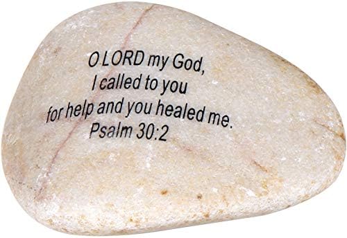 Holy Land Market Extra Large Engraved Inspirational Scripture Biblical Natural Stones Collection - Stone VI : Psalm 30:2 :" O Lord My God, I Called to You for Help and You Healed me. image 2