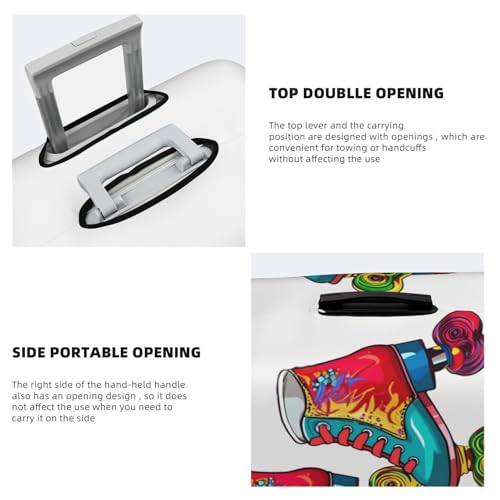 Travel Luggage Cover Colorful Roller Skates Suitcase Protector Elastic Washable Stretch Suitcase Protector Anti-Scratch Travel Suitcase Cover Fit 18-32 Inch Luggage4