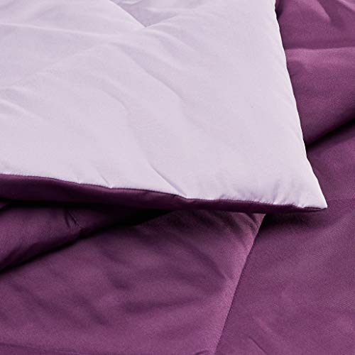Image of Amazon Basics Reversible Lightweight Microfiber All Season Bed Comforter Blanket, Plum /Light Purple, Twin /Twin XL