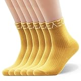 Seoulmade Herren & Damen Socken aus Premium Baumwolle | Schöne Streetwear Socken (Senfgelb, 40-44) 6x Paar