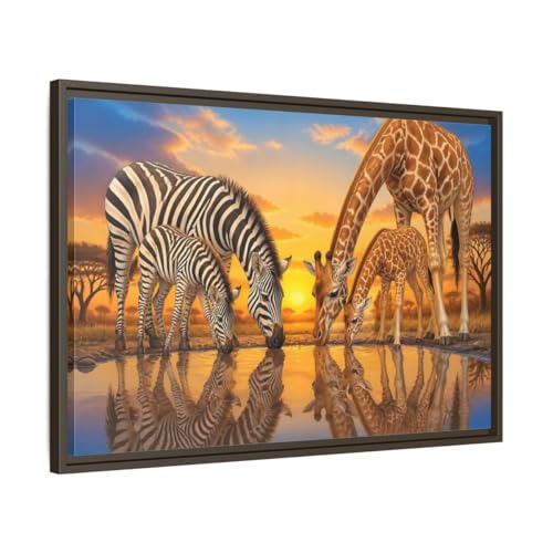 Toile safari haut de gamme avec cadre espresso 75x50 cm pour décoration élégante