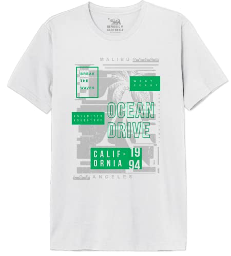 REPUBLIC OF CALIFORNIA - Camiseta para Hombre, Blanco, L
