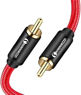 ANNNWZZD RCA Subwoofer Cable,1 RCA Male to 1 RCA Male Stereo Coaxial Audio Cable Supports Amplifiers,Home Theater,Hi-Fi Systems (1M)