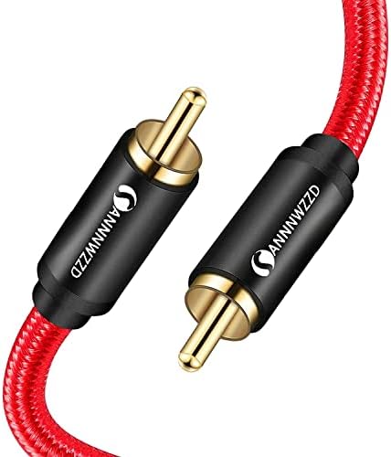 ANNNWZZD RCA Subwoofer Cable,1 RCA Male to 1 RCA Male Stereo Coaxial Audio Cable Supports Amplifiers,Home Theater,Hi-Fi Systems (1M)