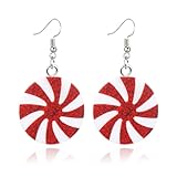 coadipress Christmas Earring Funny Christmas Dangle Earring for Women Holiday Earrings Acrylic Gingerbread Snowflake Gloves Wine Glass Reindeer Xmas Earrings Christmas Jewelry (Red Candy)