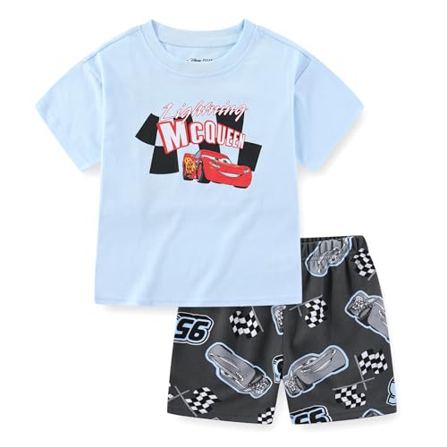 Image of Disney Cars Lightning McQueen Boys 2 Piece Short Sleeve T-Shirt and Shorts Set for Big Kids